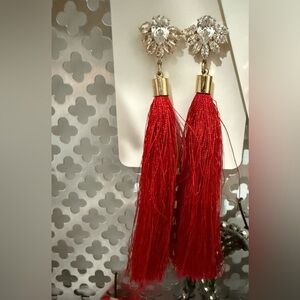Elegant Red Tassel Earrings